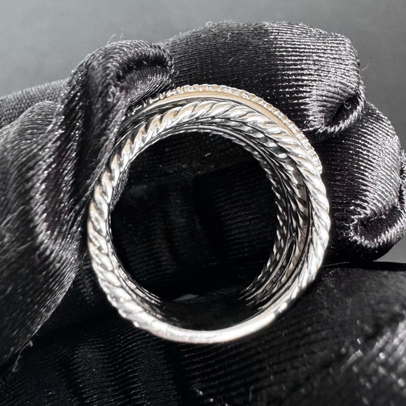 David Yurman Crossover® Smooth & Cabled Band Diamond Ring Sterling Silver - Picture 4 of 9